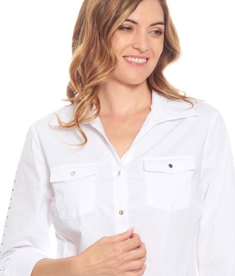 Blusa Manga Larga Con Tapeta Y Aplicacion En Mangas Rib En Costado-1