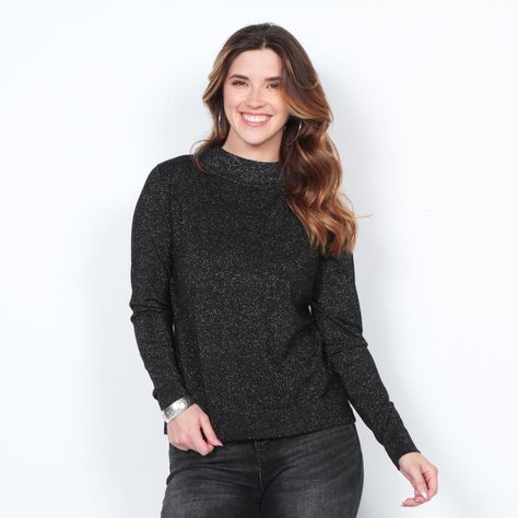 Sweater Lurex Manga Larga Con Cuello Alto-0