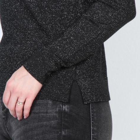 Sweater Lurex Manga Larga Con Cuello Alto-1