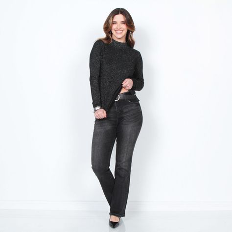 Sweater Lurex Manga Larga Con Cuello Alto-3