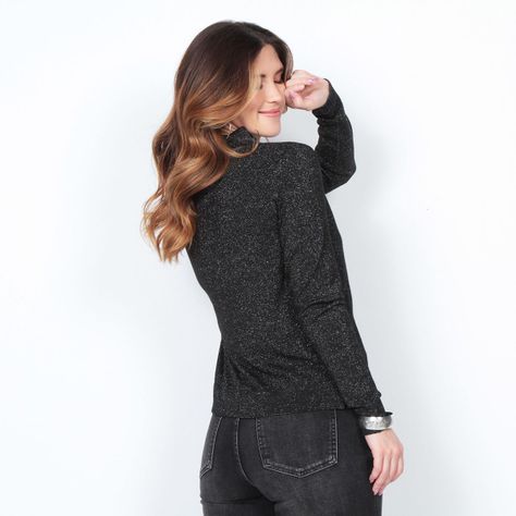 Sweater Lurex Manga Larga Con Cuello Alto-5