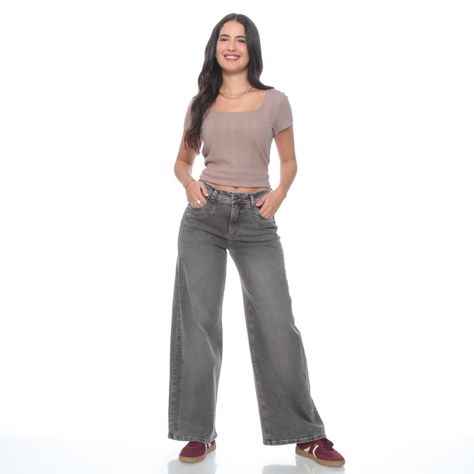 Jeans Wide Leg Tiro Alto Costadillo Pretina Basica 1 Boton-3