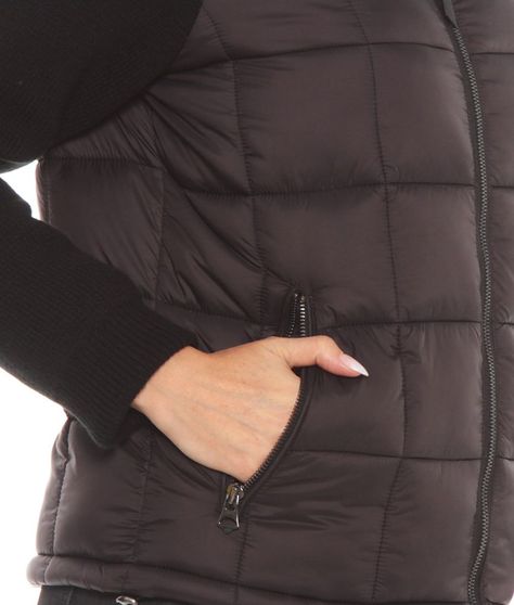 Parka Acolchada Solida Manga Larga Tejida Con Gorro-2
