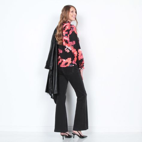 Blusa Manga Larga Estampada Abotonada En El Delantero-7