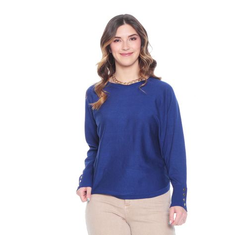 Sweater Solido Escote Redondo Manga Larga-0