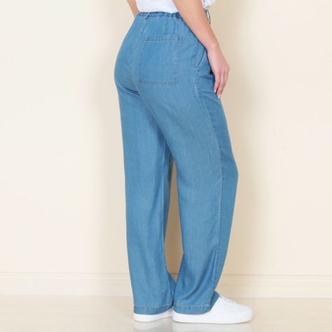 Pantalon Tencel Wide Leg Tiro Alto Pretina Basica 1 Boton-1