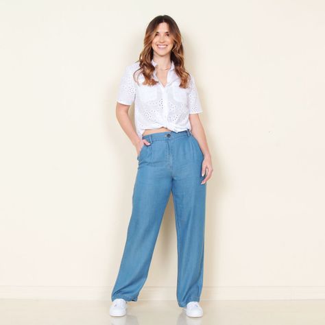 Pantalon Tencel Wide Leg Tiro Alto Pretina Basica 1 Boton-3