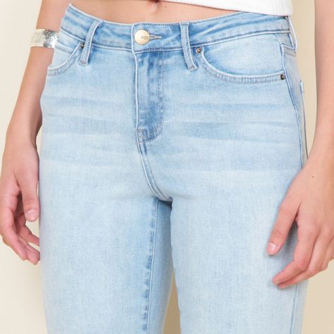 Jeans Recto Tiro Alto Pretina Basica 1 Boton Con Basta Doblada-2