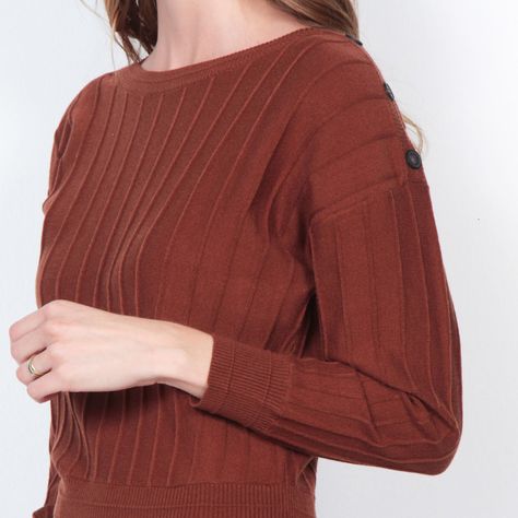 Sweater Manga Larga Solido Escote-3