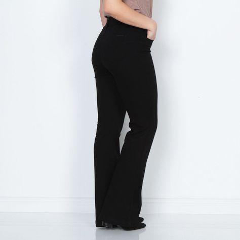 Jeans Flare Tiro Alto Pretina Pretina 1 Boton-1