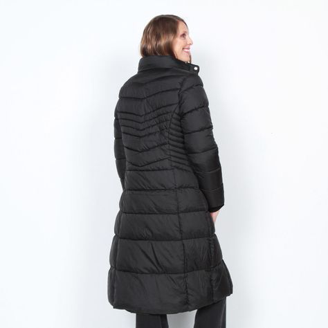 Parka Larga Manga Larga Con Piel En Capucha Y Bolsillo Con Cierre-9