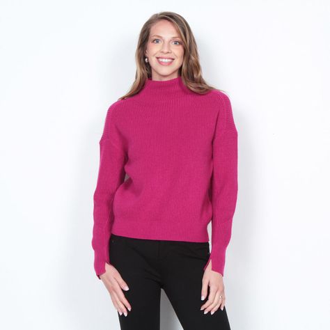 Sweater Manga Larga Solido Con Cuello Alto-0