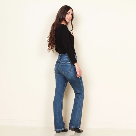 Jeans Tiro Alto Pretina Basica 1 Boton Recto-5