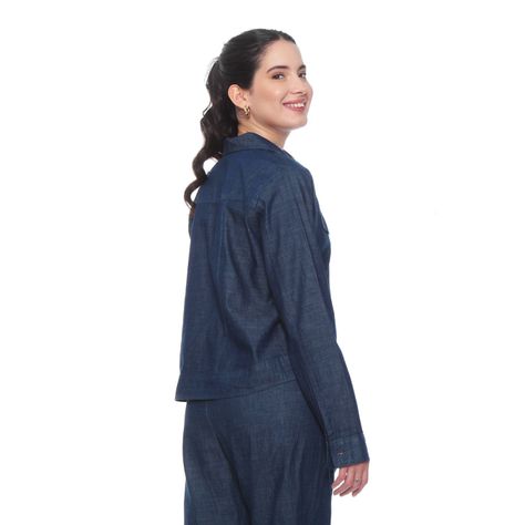Chaqueta Manga Larga Lyocell Con Bolsillo En Delantero-1