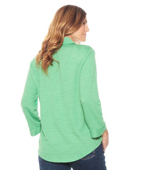 Blusa Manga 3/4 Ajustable Solida Cuello Camisero-4
