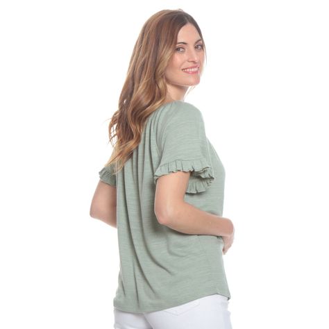 Polera Manga Corta Con Ruchas  Solida Escote Redondo-3