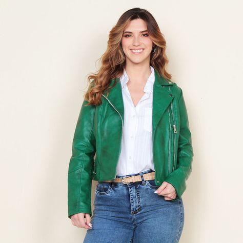 Chaqueta Motoquera Manga Larga De Cuero Ecologico-4