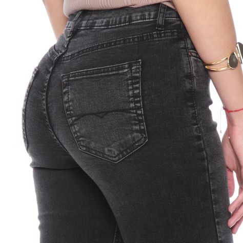 Jeans Flare Tiro Medio Pretina 1 Boton-5