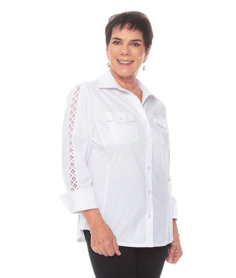 Blusa Manga Larga Solida Con Bosillos Detalle En Manga-0