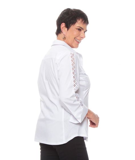 Blusa Manga Larga Solida Con Bosillos Detalle En Manga-1