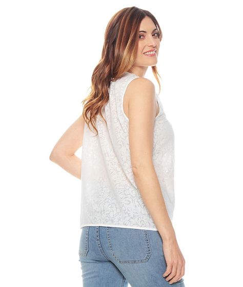 Blusa Sin Manga Solida Escote V Con Pabilo Ajustable-4