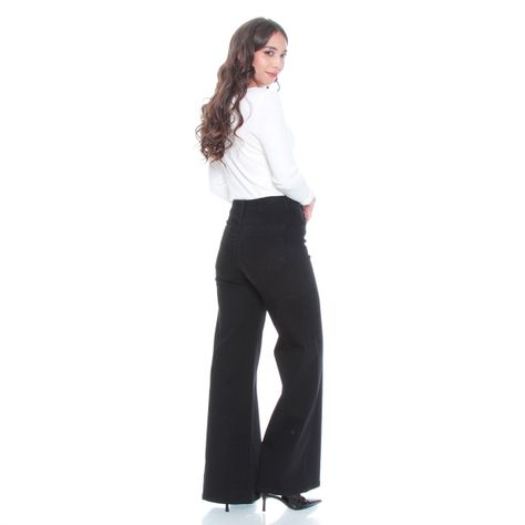 Jeans Wide Leg Tiro Alto Pretina Interna 1 Boton Corte Centro-7