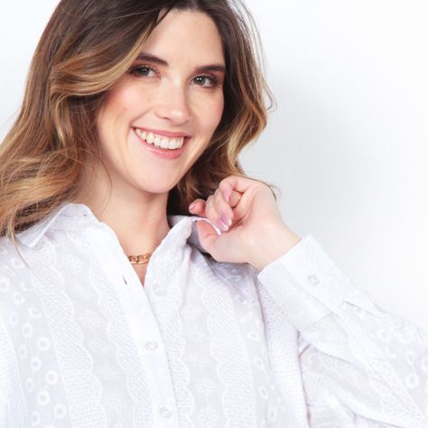Blusa Manga Larga Brodery Abotonada En Delantero-1