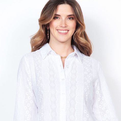 Blusa Manga Larga Brodery Abotonada En Delantero-3