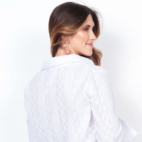 Blusa Manga Larga Brodery Abotonada En Delantero-4