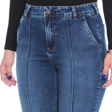 Jeans Flare Tiro Alto Con Alforza Pretina Un Boton Bolsillo Argentino-3