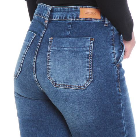Jeans Flare Tiro Alto Con Alforza Pretina Un Boton Bolsillo Argentino-4