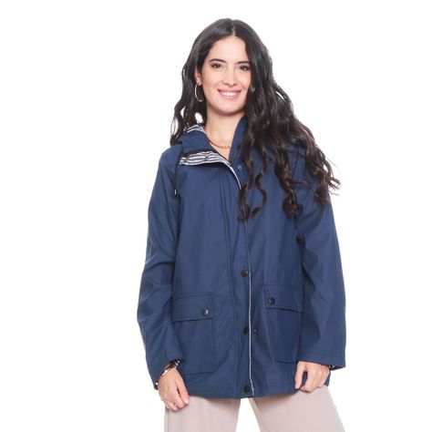 Chaqueta Impermeable Con Capucha Y Bolsillos-0