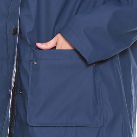 Chaqueta Impermeable Con Capucha Y Bolsillos-3