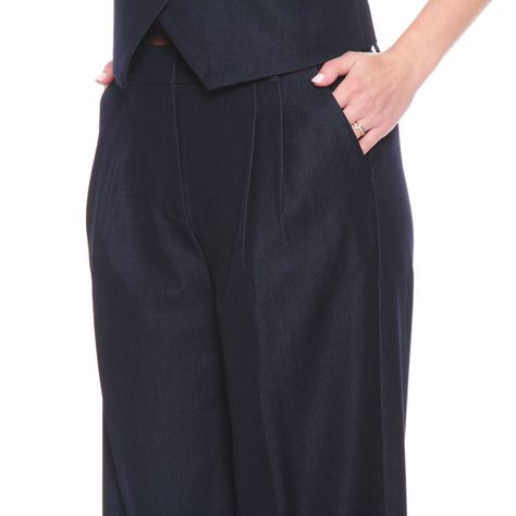 Pantalon Tio Alto Pretina Basica Con Bolsillo Y Pinzas-3