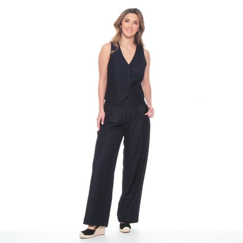Pantalon Tio Alto Pretina Basica Con Bolsillo Y Pinzas-4