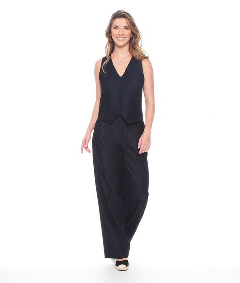 Pantalon Tio Alto Pretina Basica Con Bolsillo Y Pinzas-6