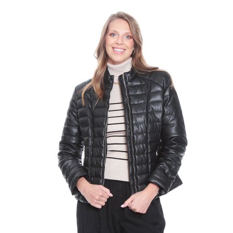 Chaqueta Manga Larga Cuero Ecologico Con Cuellomao-4