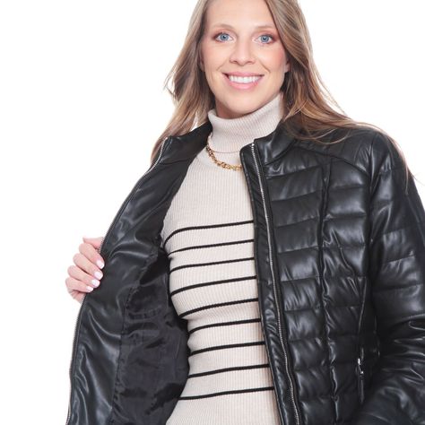 Chaqueta Manga Larga Cuero Ecologico Con Cuellomao-6