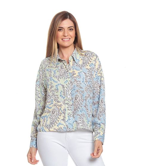 Blusa Estampada Con Cuello Camisero-0
