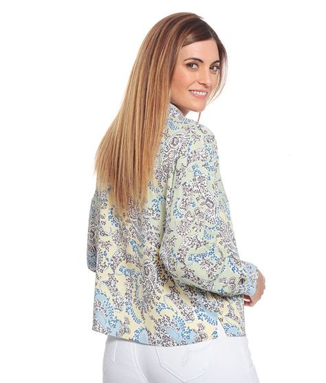 Blusa Estampada Con Cuello Camisero-1