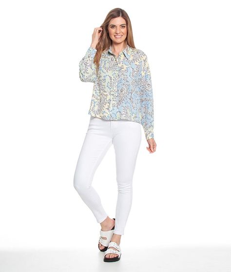 Blusa Estampada Con Cuello Camisero-3