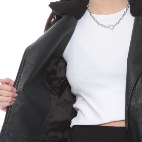Chaqueta Manga Larga Cuero Ecologico Con Cuello Chiporro Desmontable-6