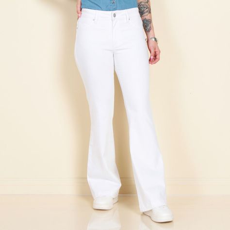 Jeans Flare Tiro Alto Pretina Basica-0