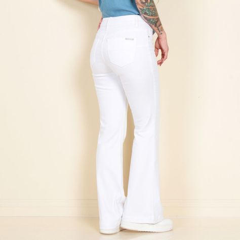 Jeans Flare Tiro Alto Pretina Basica-1
