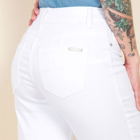 Jeans Flare Tiro Alto Pretina Basica-5