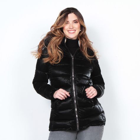 Parka Manga Larga Con Piel En Capucha  Y Bolsillos-0