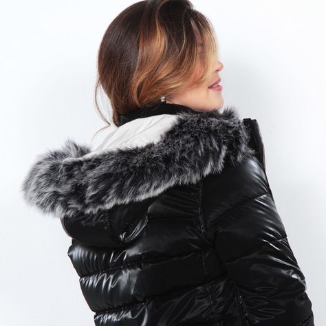 Parka Manga Larga Con Piel En Capucha  Y Bolsillos-5