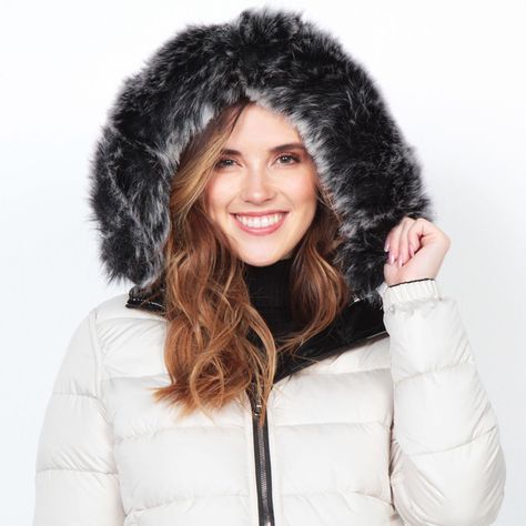 Parka Manga Larga Con Piel En Capucha  Y Bolsillos-8