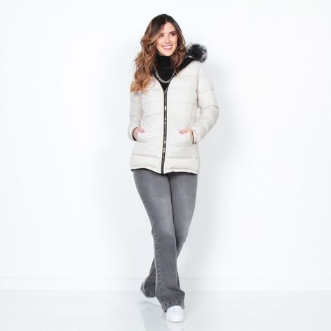 Parka Manga Larga Con Piel En Capucha  Y Bolsillos-9