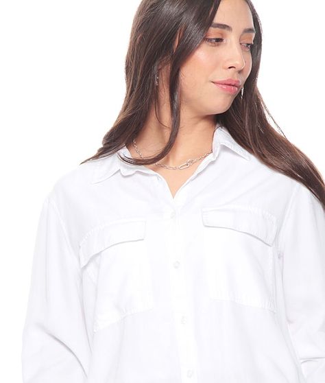 BLUSA MANGA LARGA AJUSTABLE LYOCELL CUELLO CAMISERO CON BOLSILLOS-4